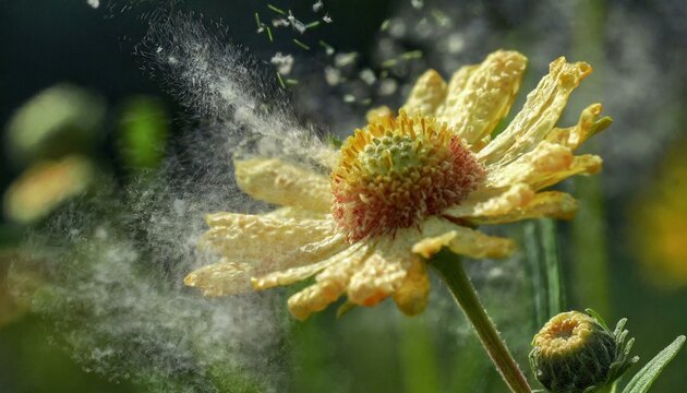 Visualization of Hay Fever and Pollen - Hay Fever Season - Spreading of Pollen in the Air by Nature - Allergies for Plants and Flowers