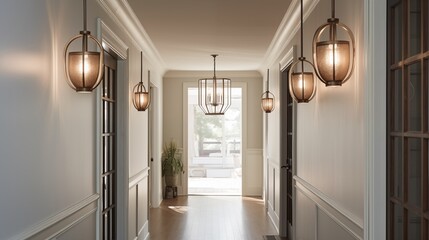Add a statement light fixture to a hallway