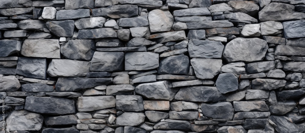 Aufkleber a detailed closeup of a stone wall showcasing a mixture of rocks including cobblestones and rectangu