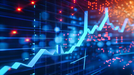 Stock Market and Business Analysis Concept, Financial Graphs and Charts, Digital Trading and Economic Growth Background