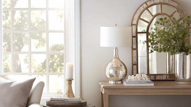 Add a statement mirror with a unique shape or frame