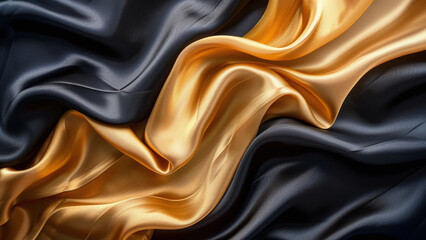 Elegant Gold and Black Silk: Abstract Wallpaper Background for Graphic Resources - obrazy, fototapety, plakaty