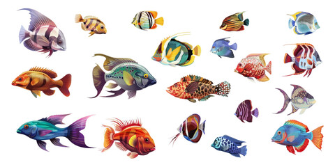 Illustration of a beautiful cute fish on a white background.