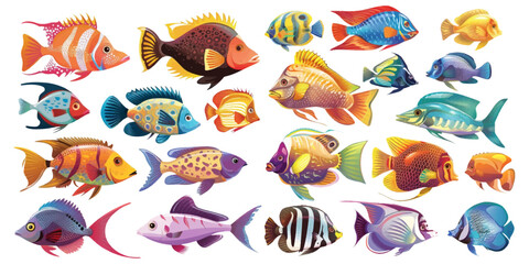 Obraz premium Illustration of a beautiful cute fish on a white background.