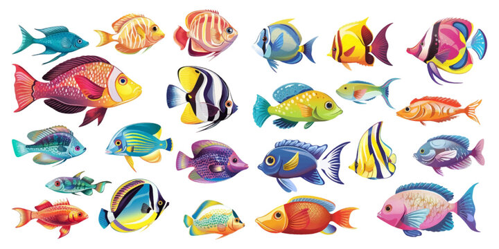 Illustration of a beautiful cute fish on a white background.