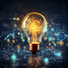 Light Bulb Surrounded by AI-Related Symbols Generative AI
