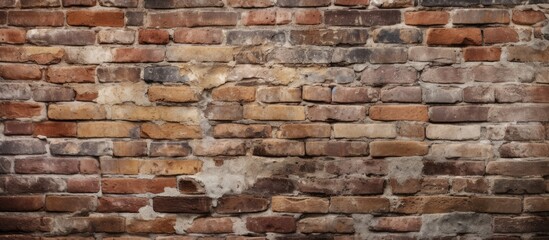 A detailed closeup of a brick wall showcasing the intricate brickwork and composite material used for construction. Each brick and stone wall adds character to the structure