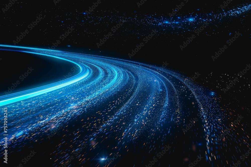 Fototapete the flow of digital information is in the form of a highway. to future abstract technology concept