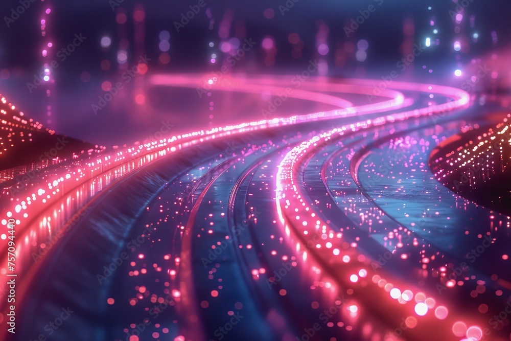 Poster the flow of digital information is in the form of a highway. to future abstract technology concept