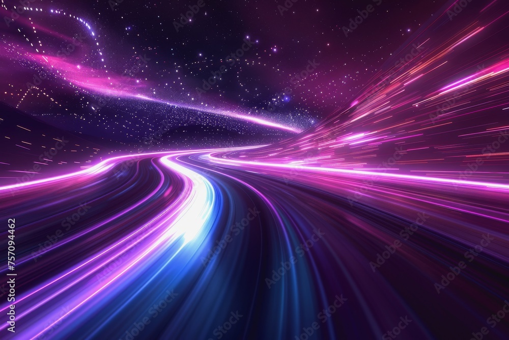 Fototapete the flow of digital information is in the form of a highway. to future abstract technology concept