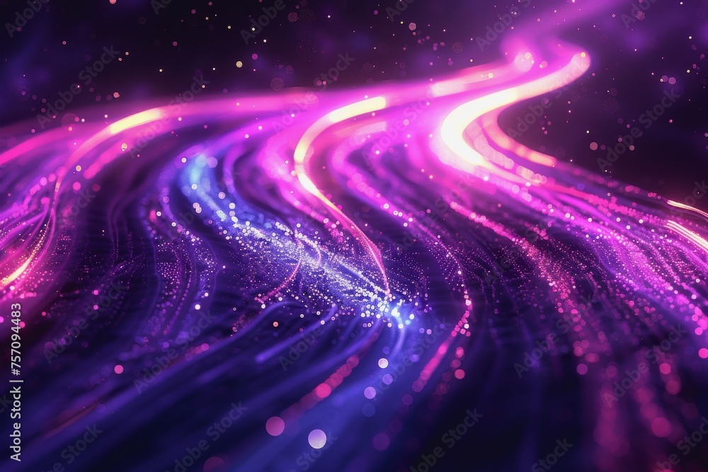 Poster the flow of digital information is in the form of a highway. to future abstract technology concept