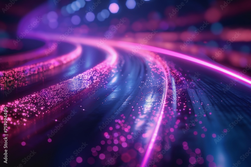 Fototapete the flow of digital information is in the form of a highway. to future abstract technology concept