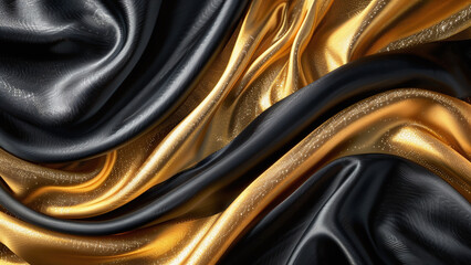 Elegant Gold and Black Silk: Abstract Wallpaper Background for Graphic Resources