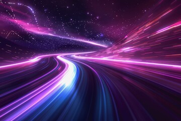 The flow of digital information is in the form of a highway. To future abstract technology concept