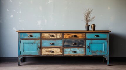 Add a statement piece of furniture with a unique finish like distressed wood or metal