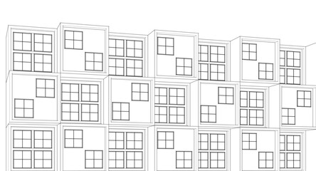 modern modular house 3d illustration