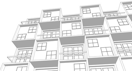 modern modular house 3d illustration