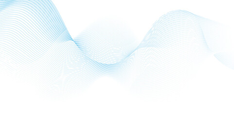 Abstract blue blend digital wave lines and technology transparent background. Minimal carve wavy white and blue flowing wave lines and glowing moving lines. Futuristic sound wave lines background.
