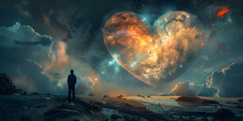 Exploring the profound connection between humanity, love, and the universe. Concept Humanity, Love, Universe, Connection, Profound
