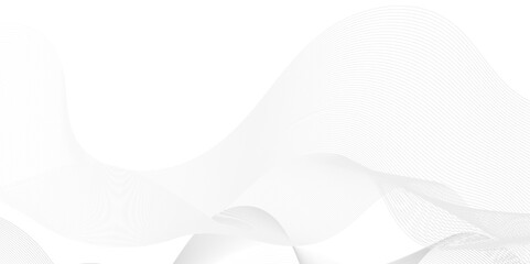 Abstract white blend digital wave lines and technology transparent background. Minimal carve wavy white and gray flowing wave lines and glowing moving lines. Futuristic sound wave lines background.