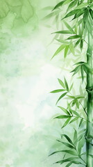 Fototapeta na wymiar bamboo leaves painting on a white background