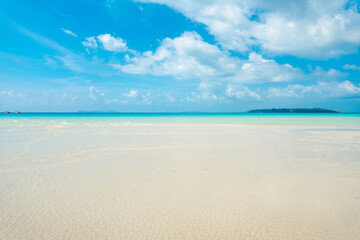Fototapeta na wymiar Beach scenery and blue waters on the island in summer