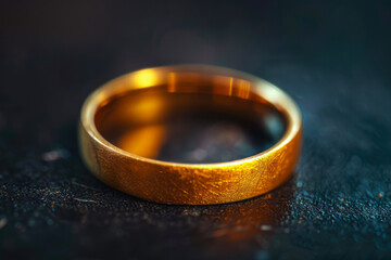Obraz na płótnie Canvas Gold Ring On A Black Background For A Photo Shoot Created Using Artificial Intelligence