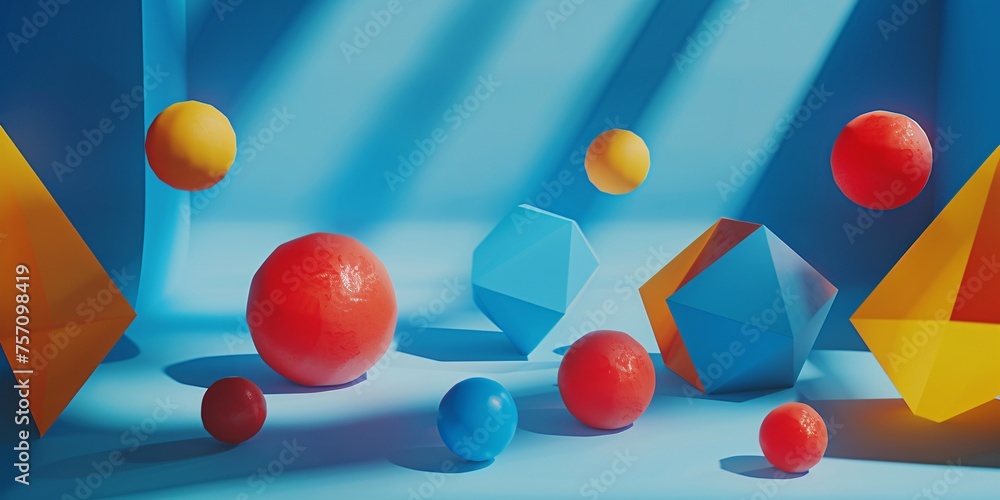 Poster ball-o-matic a monthly event of colorful geometric balls generative ai