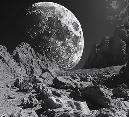 Moonlit Night on the Rocky Shore A Stellar Experience Generative AI