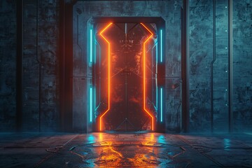 Neon Doorway to the Future A Glowing Archway to the Digital Age Generative AI