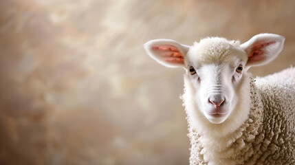 Fototapeta premium A white lamb depicted against a backdrop of gold, serving as an emblem of the Jewish faith