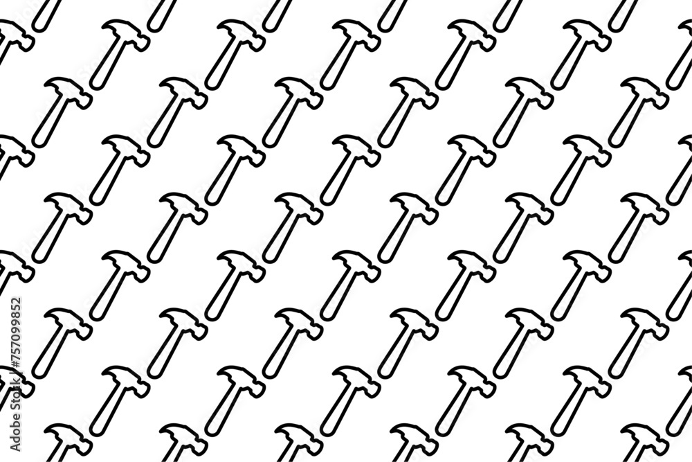Poster seamless pattern completely filled with outlines of hammer symbols. elements are evenly spaced. vect
