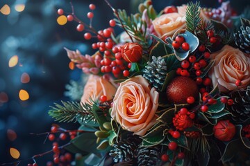 New Year's bouquet - an original image for a greeting card or elements for decoration.