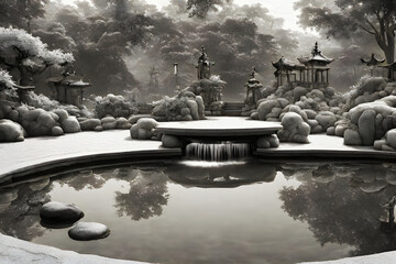 Black and White Zen Garden (PNG 8208x5472)