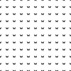 Square seamless background pattern from black butterfly symbols. The pattern is evenly filled. Vector illustration on white background