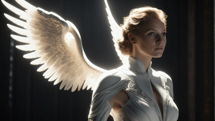 Angel with wings. Highly detailed and realistic.