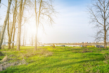 Obraz premium Spring scenery of Ezhou Island, Changsha, Hunan