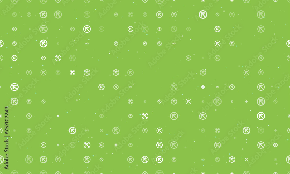 Poster seamless background pattern of evenly spaced white no right turn signs of different sizes and opacit