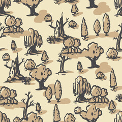Seamless pattern. Forest top view. Park view from above.