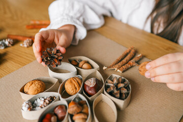 Montessori and Sensory Development, A child plays with natural materials