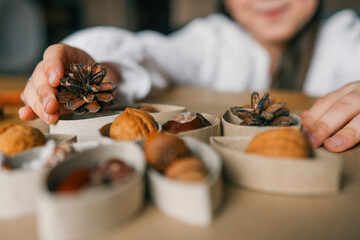 Montessori and Sensory Development, A child plays with natural materials