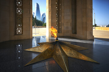 Eternal flame inside Shahidlar Monument in Baku