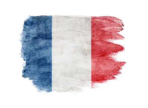 brush painted flag of France isolated on white background