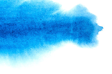 Abstract blue watercolor on white background.