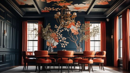 Create a statement ceiling with unique wallpaper or paint