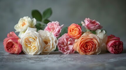 roses arranged in the distinctive style, providing plenty of room for additional text elements.