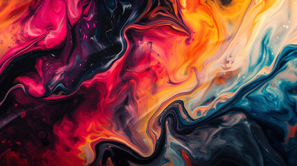 Conjure up an abstract fluid background resembling colorful paint swirling and blending on a canvas.