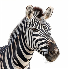 Fototapeta na wymiar zebra on white background, isolated image, photo