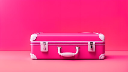 3D Pink Suitcase Concept Clean Background for Travel Agency Campaigns and Brochures