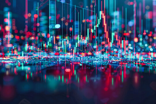 Digital streams of finance and data merge in an abstract landscape, where technology and business intersect in a vibrant display of futuristic connectivity - Powered by Adobe
